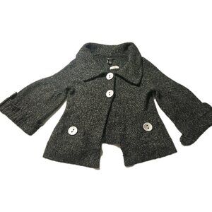 BCBG Max Azria Wool Blend Sweater Coat Small Charcoal Button Front. HL459